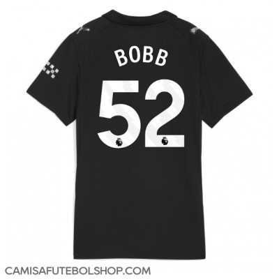 Camisa de time de futebol Manchester City Oscar Bobb #52 Replicas 2º Equipamento Feminina 2025-26 Manga Curta Camisa de time de futebol Manchester City Oscar Bobb #52 Replicas 2º Equipamento Feminina 2025-26 Manga Curta
